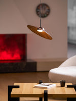Arcadian Wood Grain Dome Pendant Light with Integrated LED