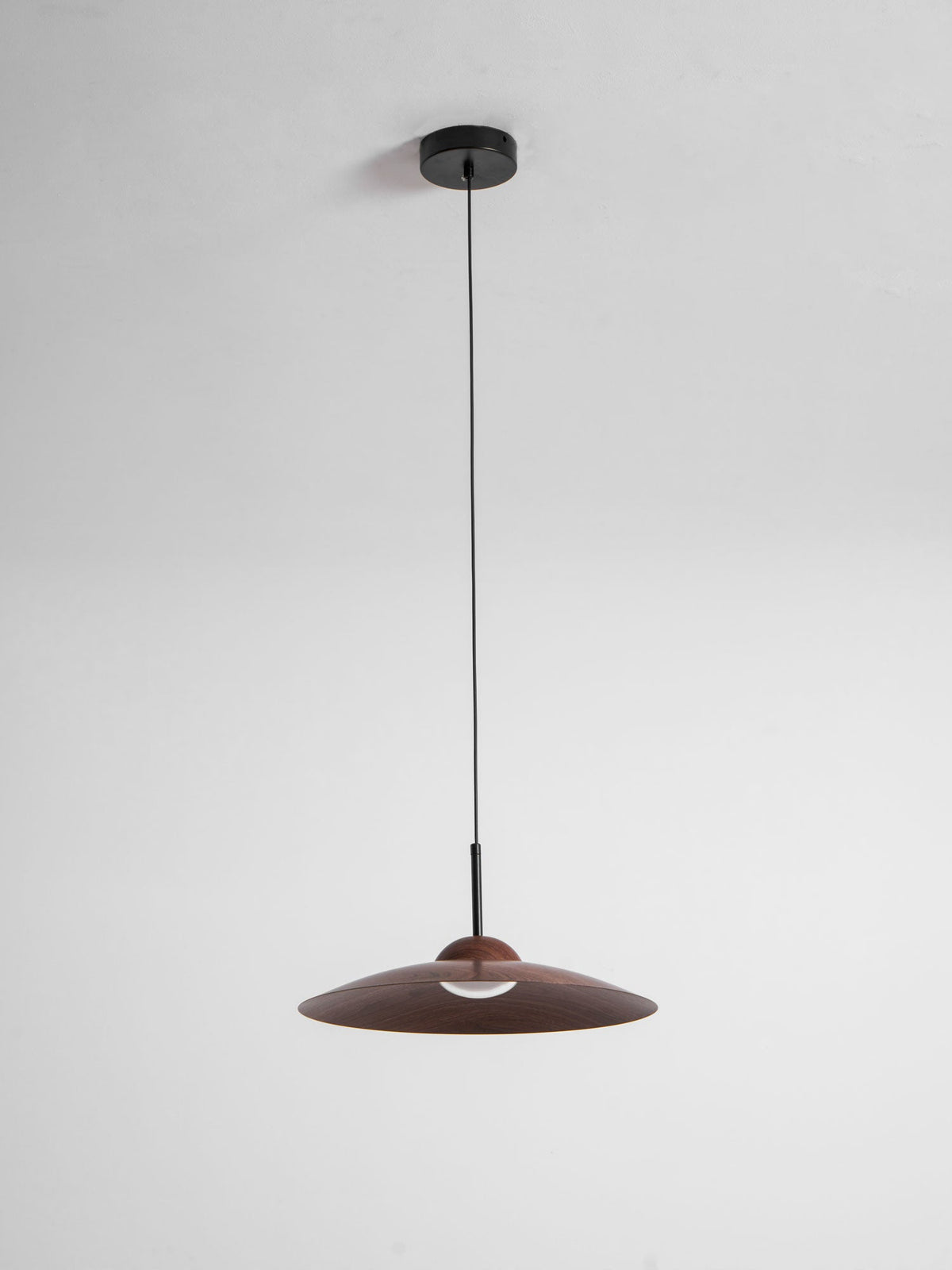 Arcadian Wood Grain Dome Pendant Light with Integrated LED