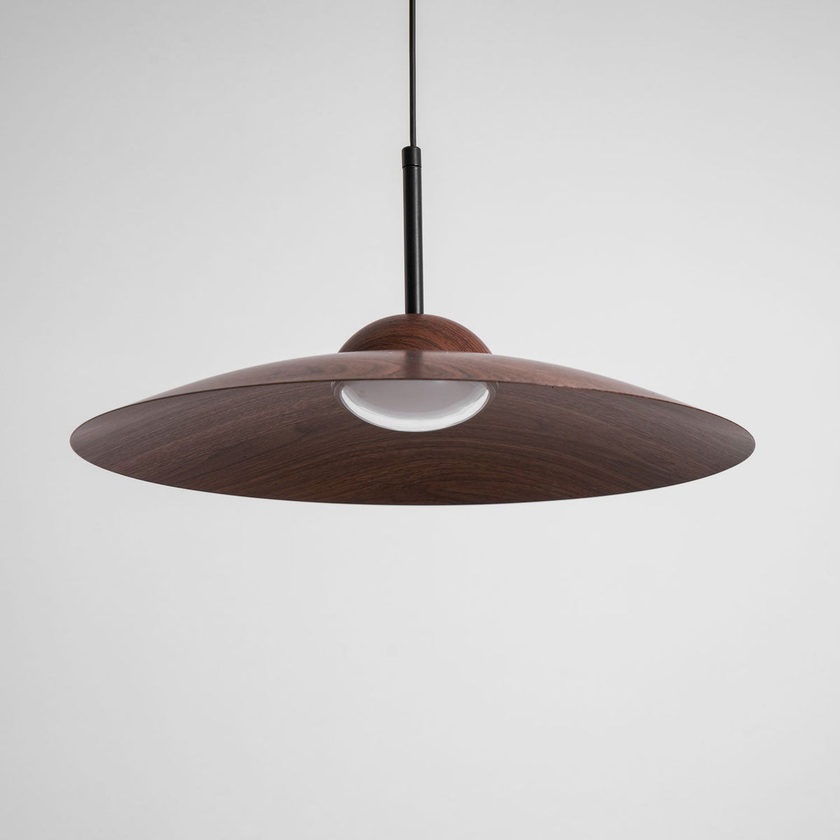 Arcadian Wood Grain Dome Pendant Light with Integrated LED