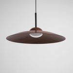 Arcadian Wood Grain Dome Pendant Light with Integrated LED