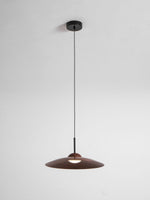 Arcadian Wood Grain Dome Pendant Light with Integrated LED