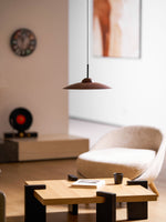 Arcadian Wood Grain Dome Pendant Light with Integrated LED