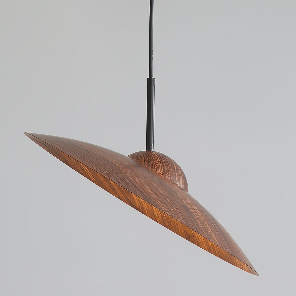 Arcadian Wood Grain Dome Pendant Light with Integrated LED