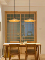 Arcadian Wood Grain Dome Pendant Light with Integrated LED
