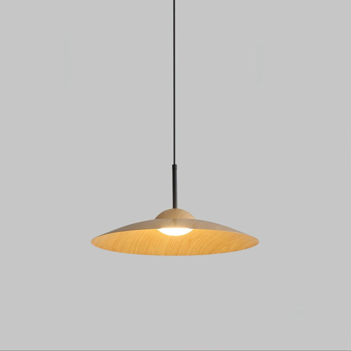 Arcadian Wood Grain Dome Pendant Light with Integrated LED