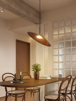 Arcadian Wood Grain Dome Pendant Light with Integrated LED