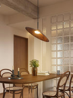 Arcadian Wood Grain Dome Pendant Light with Integrated LED
