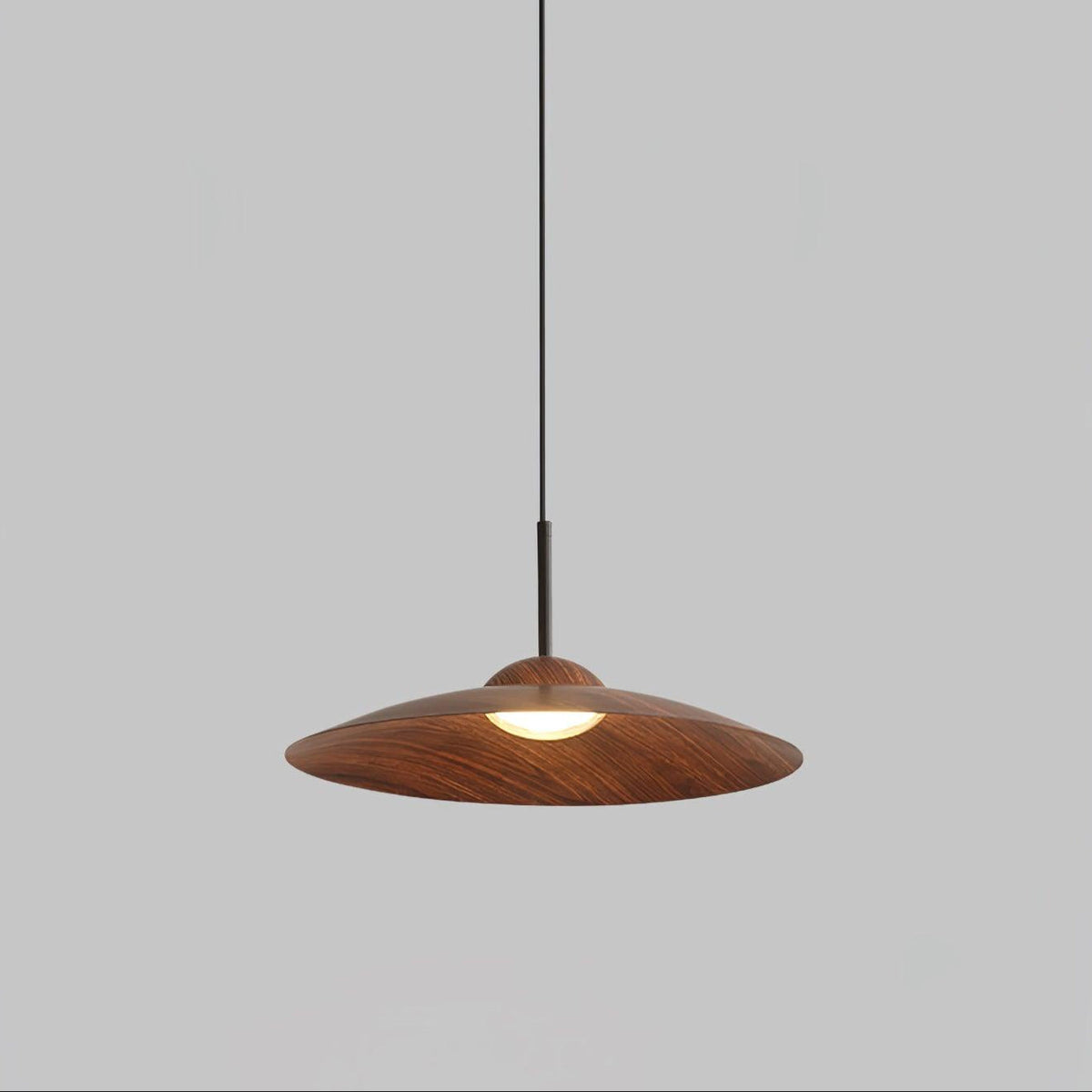 Arcadian Wood Grain Dome Pendant Light with Integrated LED