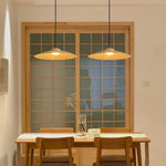 Arcadian Wood Grain Dome Pendant Light with Integrated LED