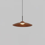 Arcadian Wood Grain Dome Pendant Light with Integrated LED