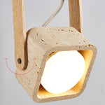 Arcello Pendant Light in Oak and Travertine | Sculptural Modern Pendant