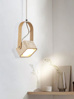 Arcello Pendant Light in Oak and Travertine | Sculptural Modern Pendant