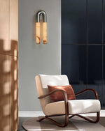 Arch Alabaster Wall Sconce with Aged Brass Base