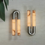 Arch Alabaster Wall Sconce with Aged Brass Base
