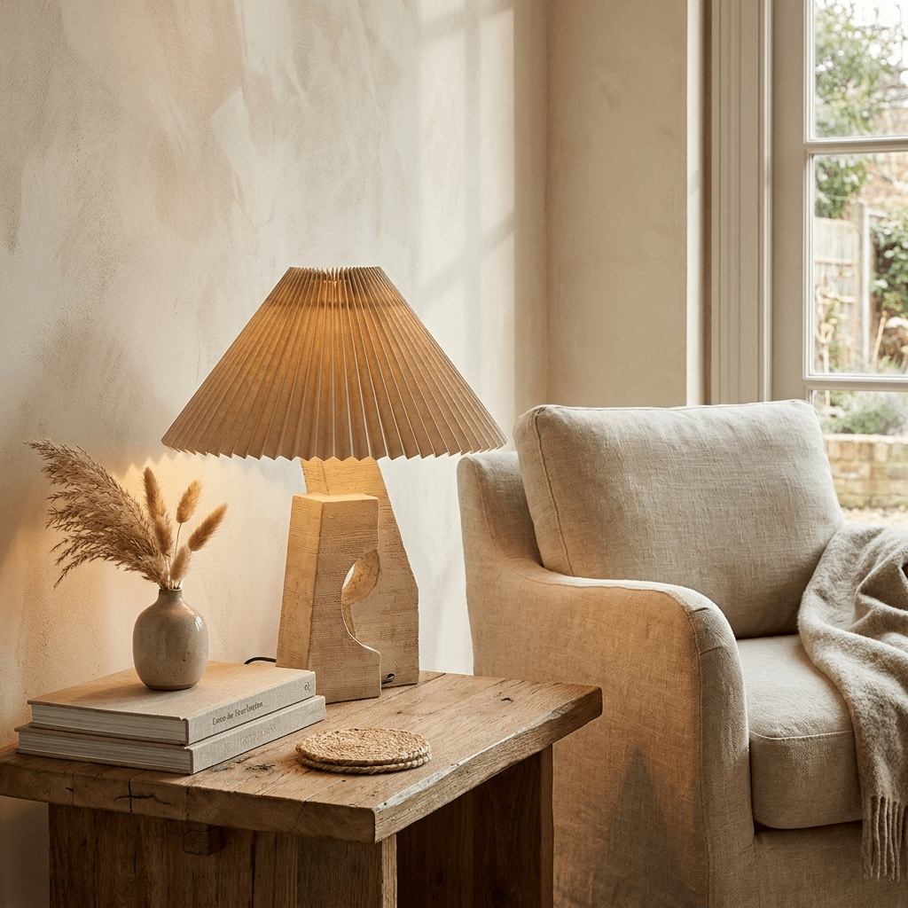 Arch Form Pleated Table Lamp – Sculptural Fabric Shade for Modern Interiors