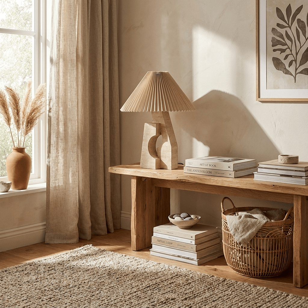 Arch Form Pleated Table Lamp – Sculptural Fabric Shade for Modern Interiors