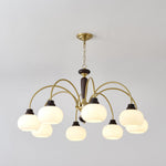 Arched Globe Chandelier Modern Wood Metal Glass Pendant Light