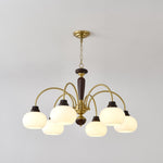 Arched Globe Chandelier Modern Wood Metal Glass Pendant Light