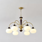 Arched Globe Chandelier Modern Wood Metal Glass Pendant Light