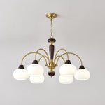 Arched Globe Chandelier Modern Wood Metal Glass Pendant Light