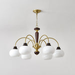 Arched Globe Chandelier Modern Wood Metal Glass Pendant Light