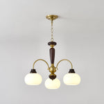 Arched Globe Chandelier Modern Wood Metal Glass Pendant Light