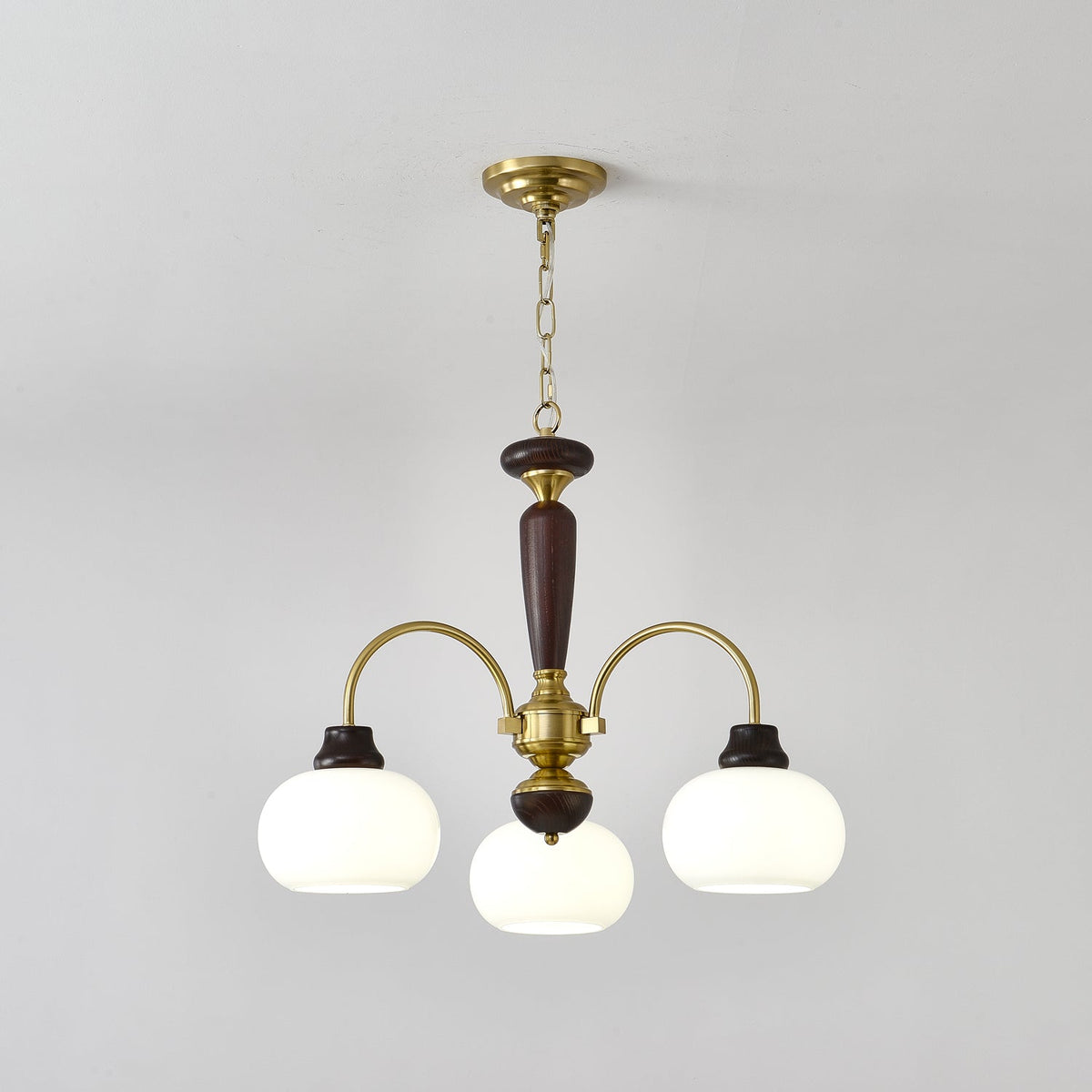Arched Globe Chandelier Modern Wood Metal Glass Pendant Light