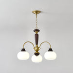 Arched Globe Chandelier Modern Wood Metal Glass Pendant Light