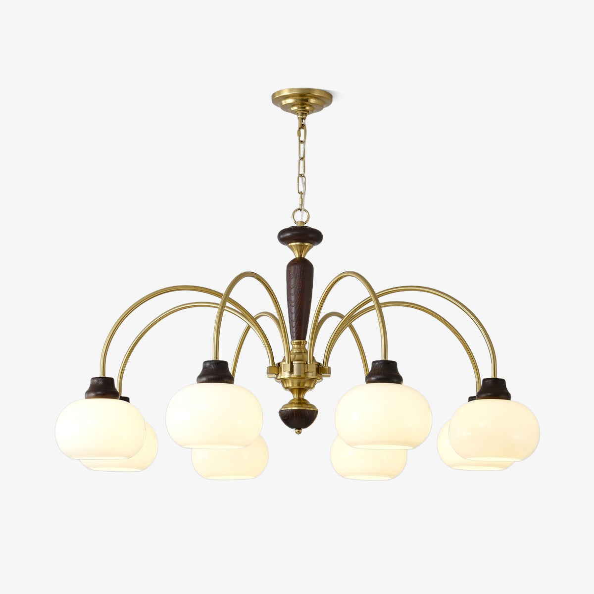 Arched Globe Chandelier Modern Wood Metal Glass Pendant Light