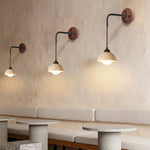 Arched Travertine Wall Sconce with Walnut Accents