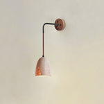 Arched Travertine Wall Sconce with Walnut Accents