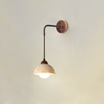Arched Travertine Wall Sconce with Walnut Accents