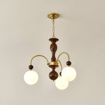 Archway Walnut Chandelier with Frosted Glass Shades for Dining Room and Living Room