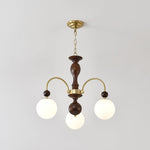 Archway Walnut Chandelier with Frosted Glass Shades for Dining Room and Living Room