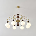Archway Walnut Chandelier with Frosted Glass Shades for Dining Room and Living Room