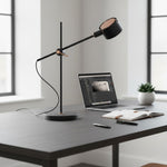 Arclen Adjustable Table Lamp in Stainless Steel with Gold Shade