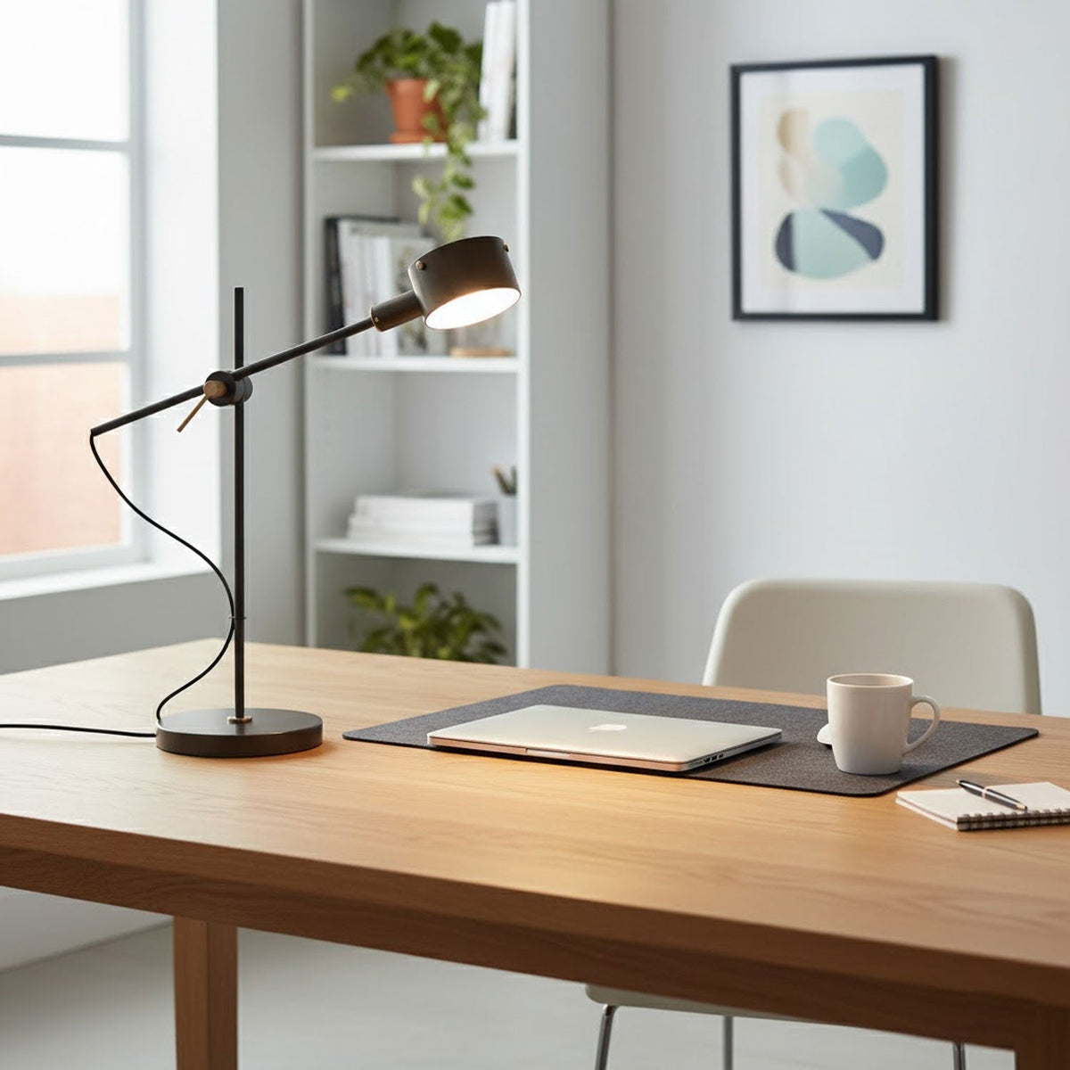 Arclen Adjustable Table Lamp in Stainless Steel with Gold Shade