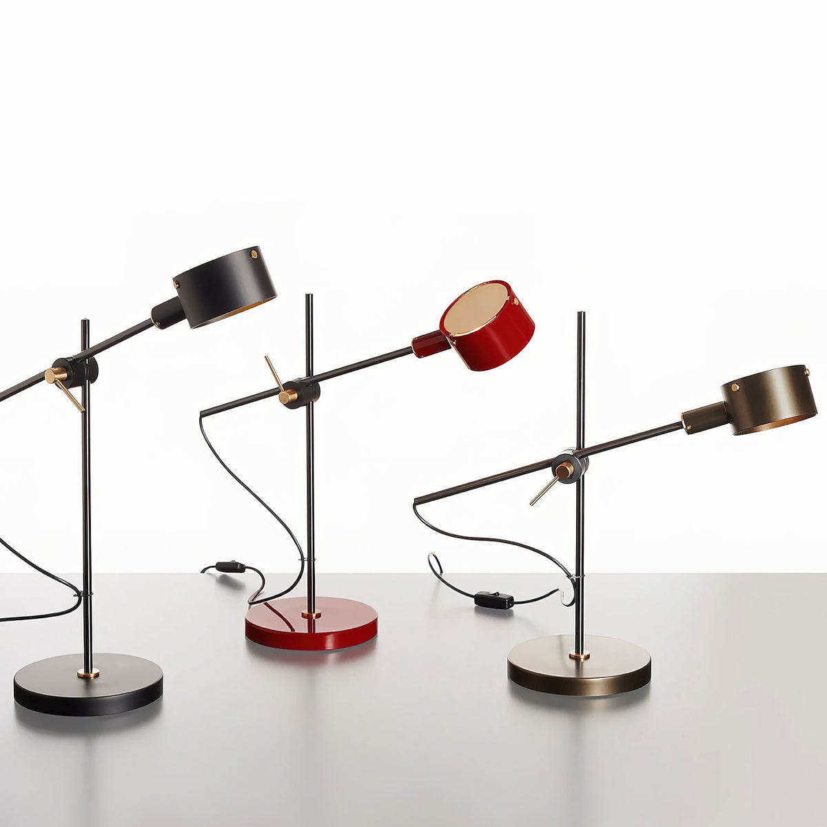 Arclen Adjustable Table Lamp in Stainless Steel with Gold Shade