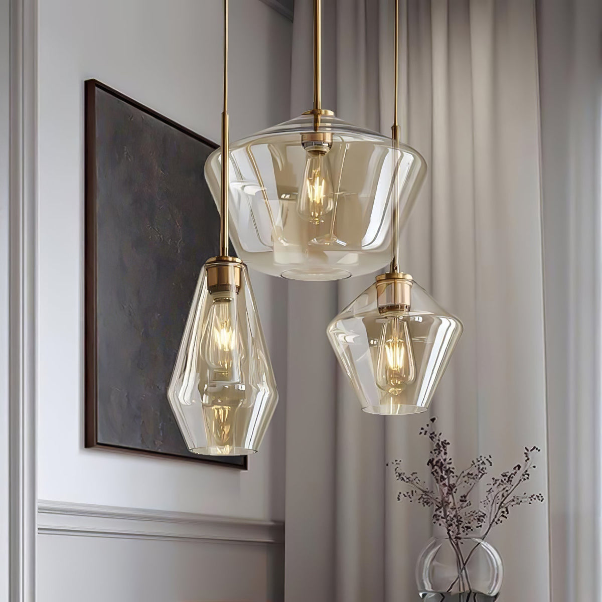 Arclinea Pendant Light in Antique Gold with Glass Shade