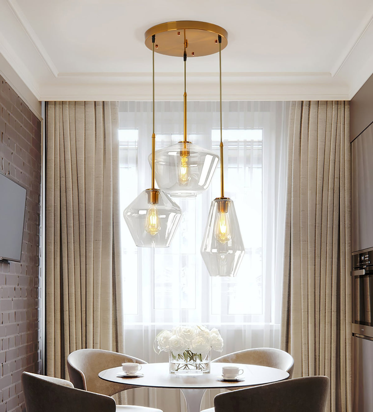 Arclinea Pendant Light in Antique Gold with Glass Shade