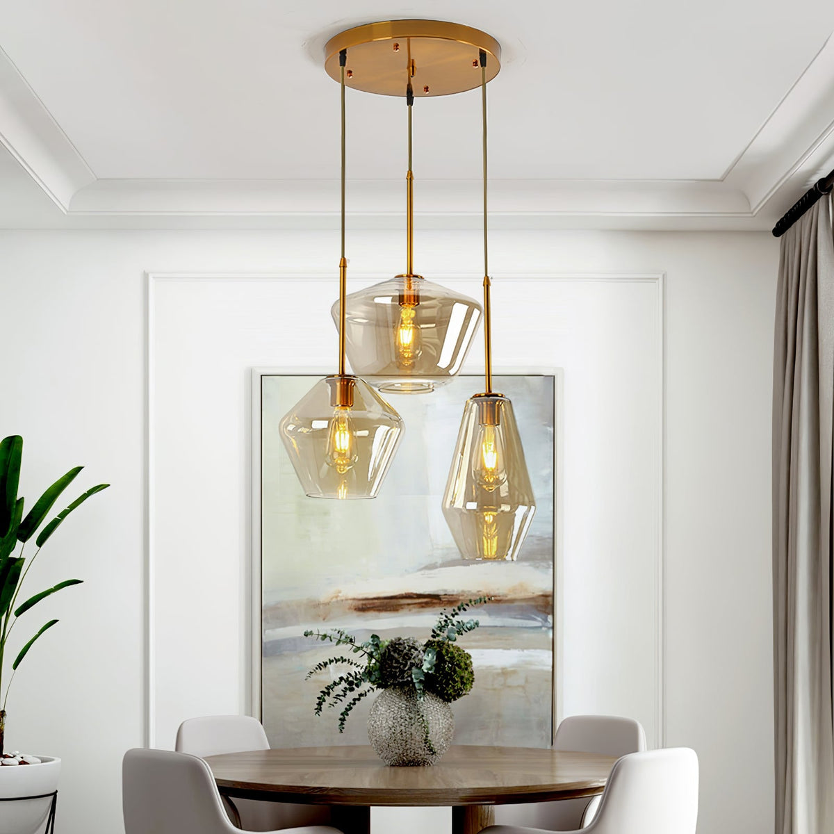 Arclinea Pendant Light in Antique Gold with Glass Shade