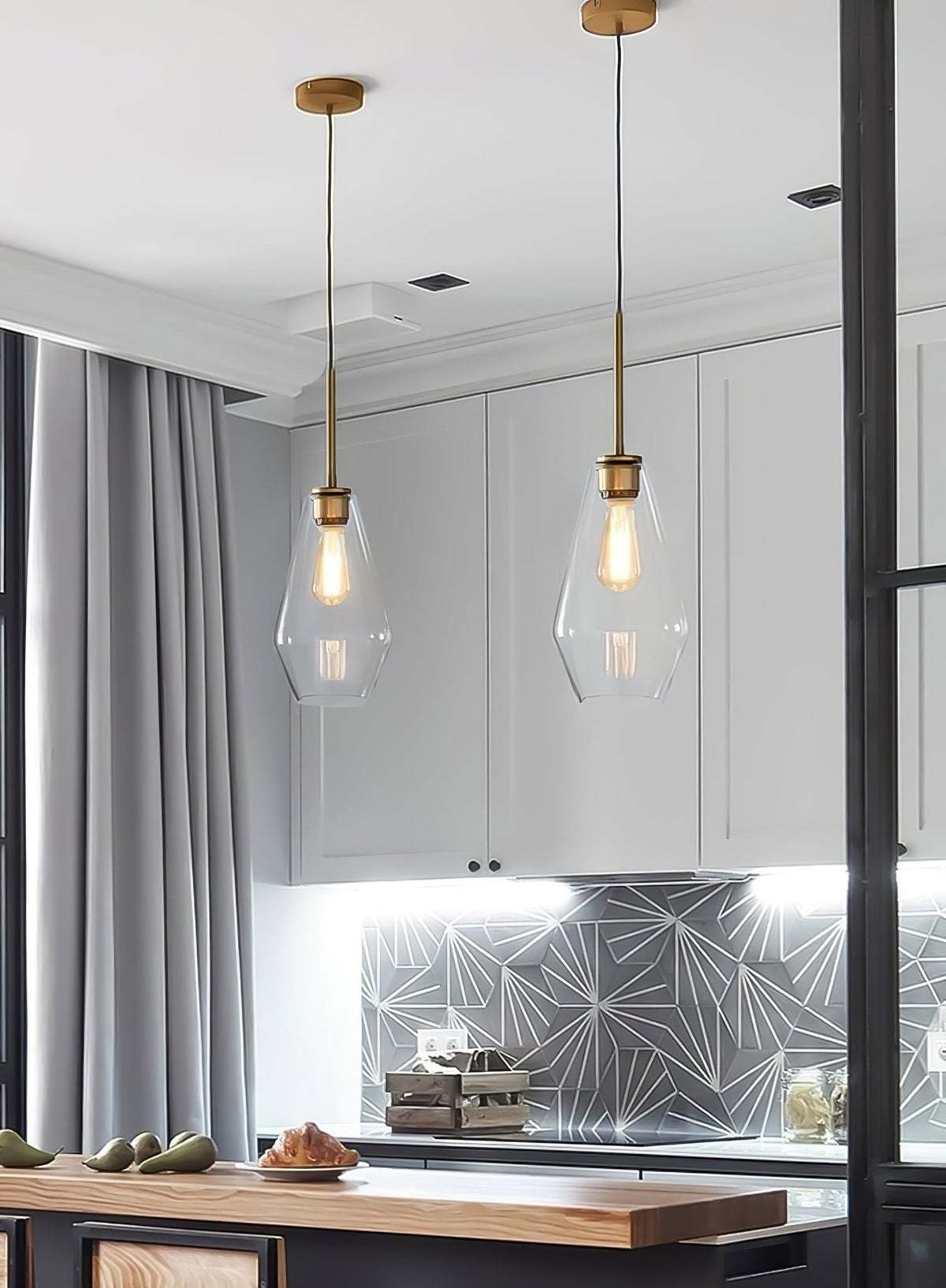 Arclinea Pendant Light in Antique Gold with Glass Shade