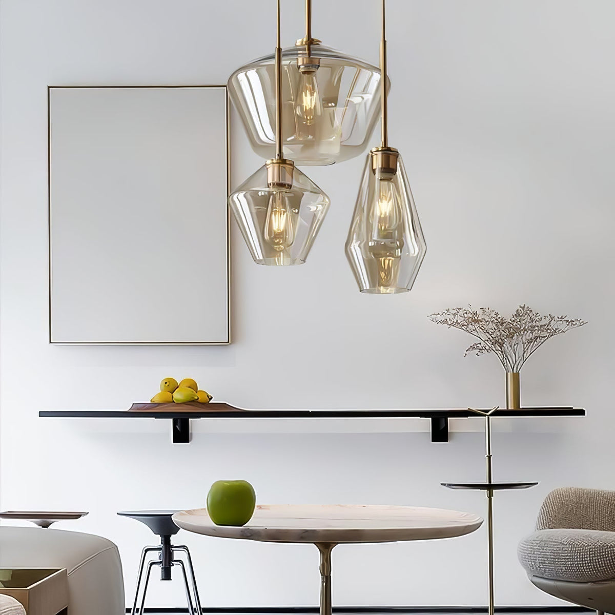 Arclinea Pendant Light in Antique Gold with Glass Shade