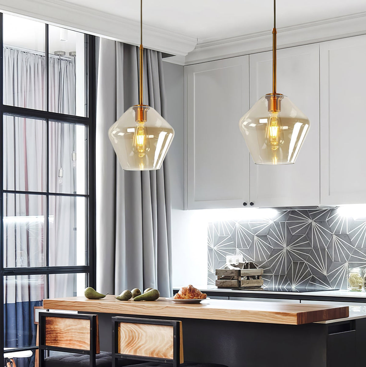 Arclinea Pendant Light in Antique Gold with Glass Shade