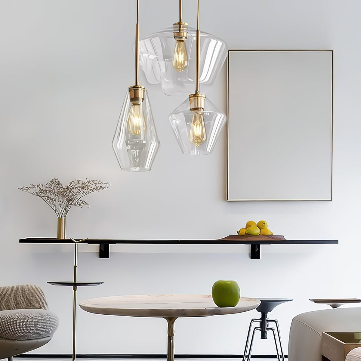 Arclinea Pendant Light in Antique Gold with Glass Shade