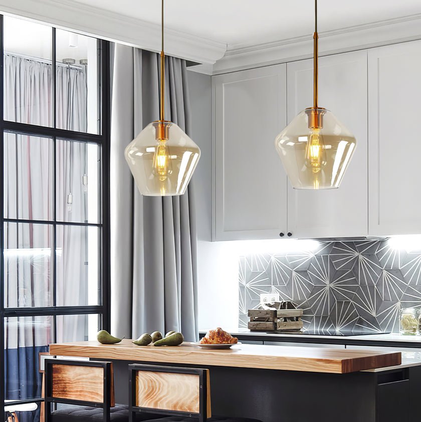 Arclinea Pendant Light in Antique Gold with Glass Shade