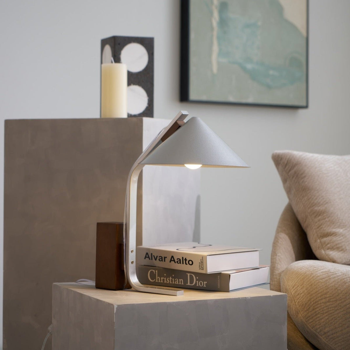Arclune Modern Walnut Wood Desk Lamp with Aluminum Arc Shade