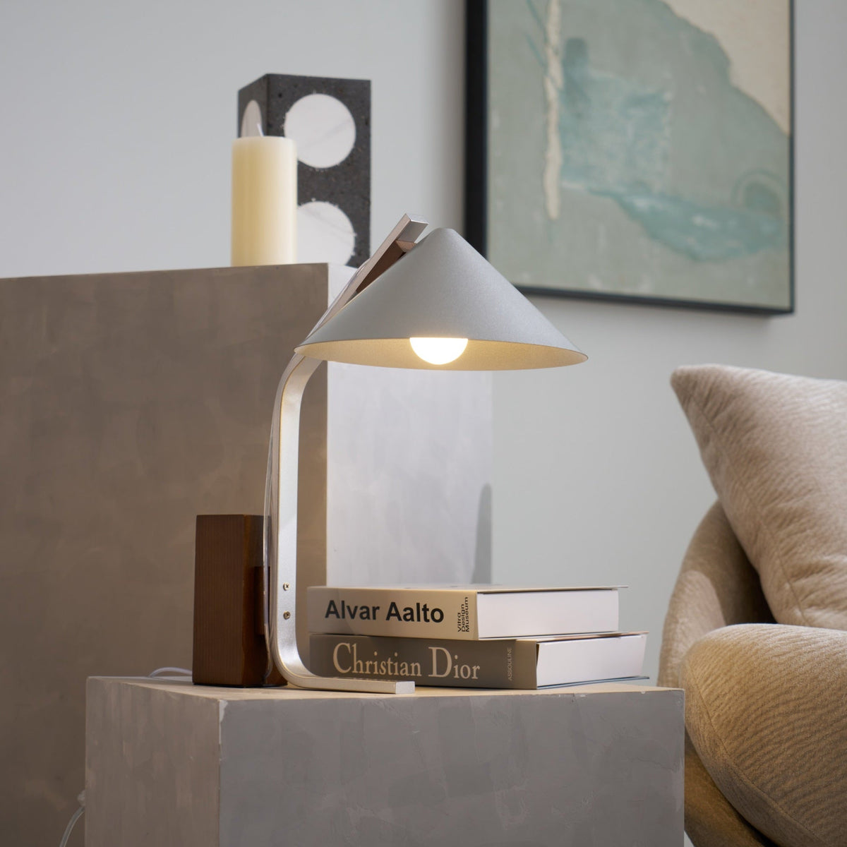 Arclune Modern Walnut Wood Desk Lamp with Aluminum Arc Shade
