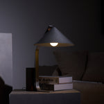 Arclune Modern Walnut Wood Desk Lamp with Aluminum Arc Shade