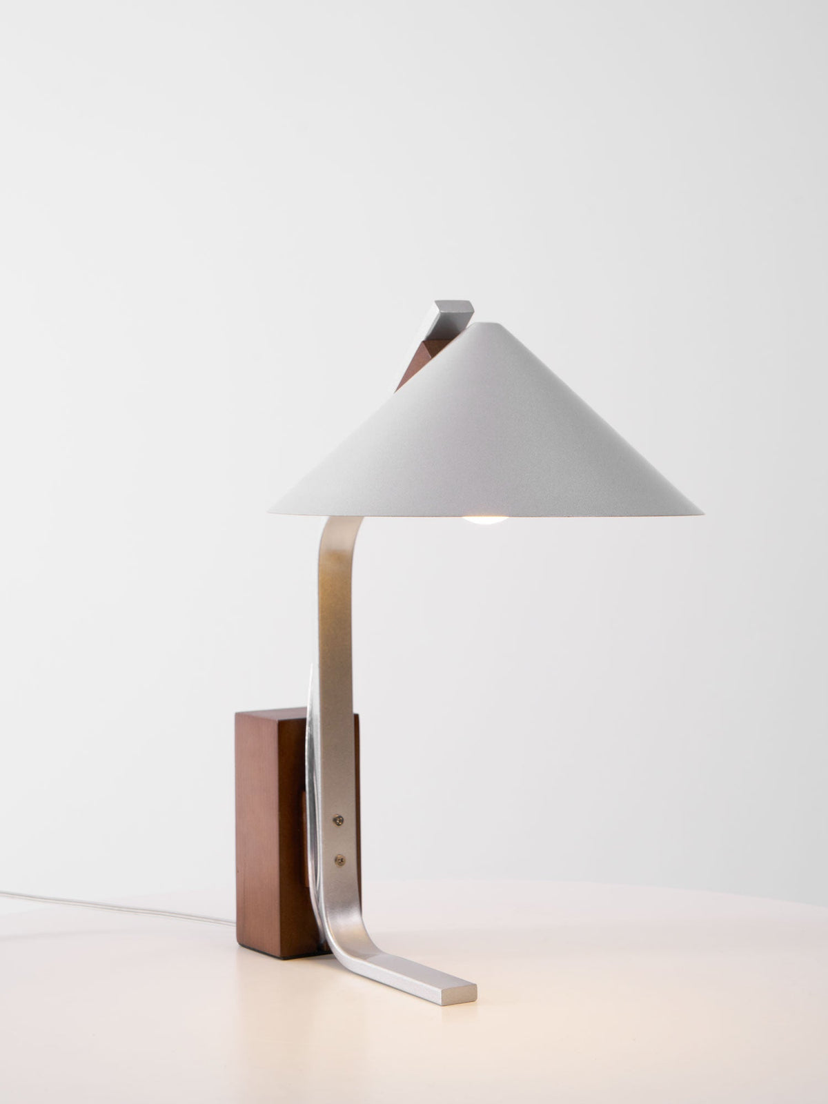Arclune Modern Walnut Wood Desk Lamp with Aluminum Arc Shade